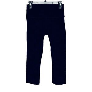 Lululemon Crop Yoga Fitted Leggings 2 Tone Navy Blue Print Women's size 8